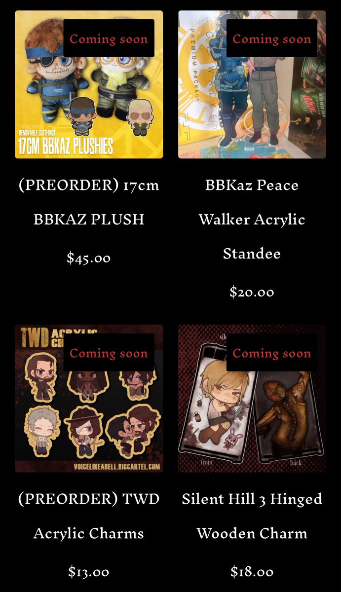 fataltype's tweet image. 1 hr till shop opening! don’t miss out!
{ silent hill 3 , dmc3 , mgs2/3/v/peace walker, twd, re4r, etc  }
