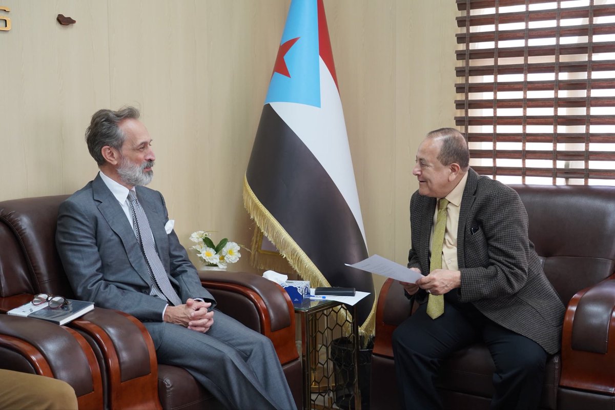 STCFEA's tweet photo. 📰 The Capital Aden | Dr. Saleh Mohsen Al-Haj, Head of the Southern Transitional Council’s Foreign Affairs Authority, met with the UN Resident Coordinator in Yemen, affirming the Southern Forces’ commitment to the general amnesty and rejection of any humanitarian violations, and called on international organizations to verify the situation on the ground, offering all necessary facilitation.