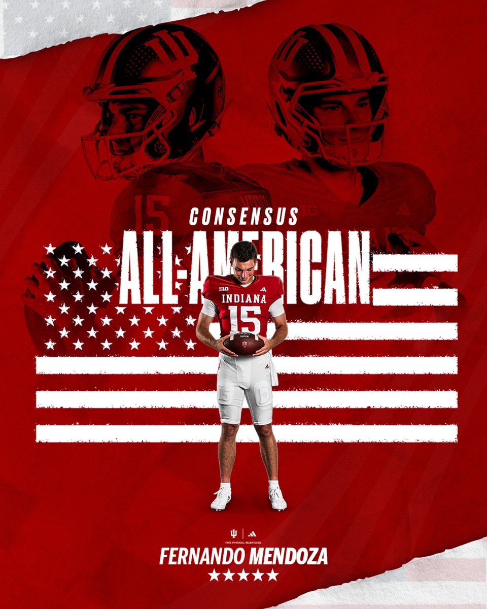 IndianaFootball's tweet image. Fernando Mendoza is a 𝘾𝙊𝙉𝙎𝙀𝙉𝙎𝙐𝙎 All-American.