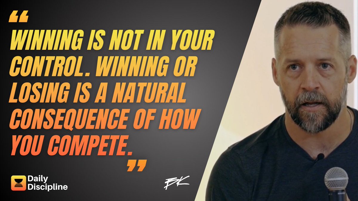 BrianKight's tweet image. Winning is not in your control. It’s is a natural consequence of being a great competitor. Average competitors win less because they get too fixated on winning and too undisciplined in how they compete.

The hardest thing for an average competitor to understand is that great…