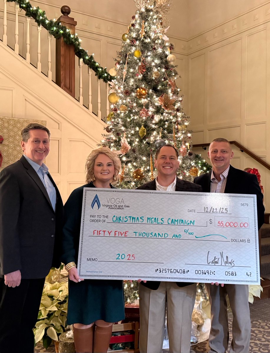 VOGAEnergy's tweet image. A record $55,000 was provided by VOGA member companies and supporters for the 2025 Christmas Meals Program.  Delegates Israel O'Quinn and Mitchell Cornett, and Senator Todd Pillion were present for the announcement.  More than 1,000 hot food boxes will be distributed 12/22.