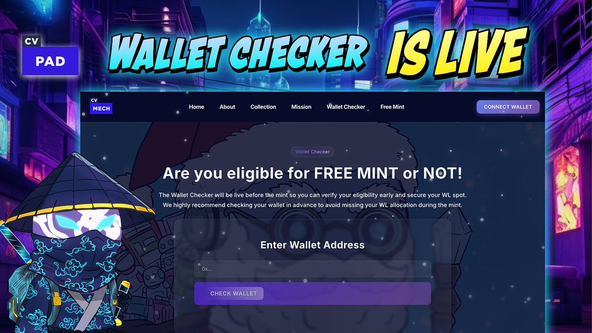 Dara_John1's tweet photo. Hello everyone 

Its time

Hurry up  #CVMech NFT – Wallet Checker is LIVE

The #CVMech NFT Wallet Checker is now live.

This is the final step to confirm your mint eligibility.

🔗 Check your wallet here:
👉 https://t.co/K9MoRIw2KB

🧵👇 https://t.co/XZt2fXnGZJ