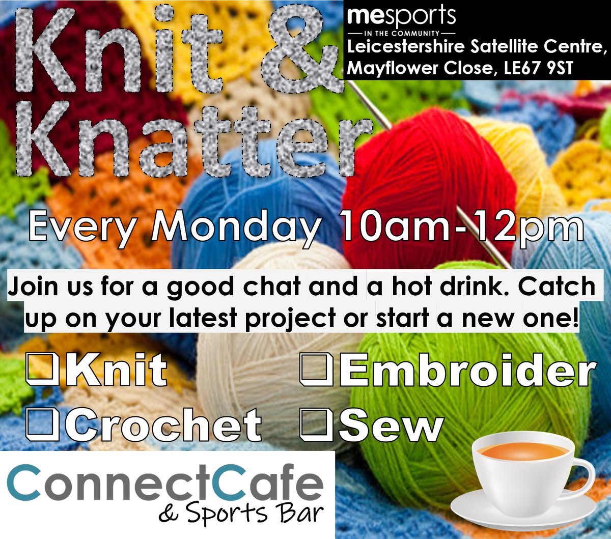 ☕Knit&amp;Knatter in Markfield💬

Come along every Monday morning to our Leicestershire Satellite Centre for a friendly chat and to show off what your are making 😃

#knitting #socialise #catchup #chat #MESportsCIC