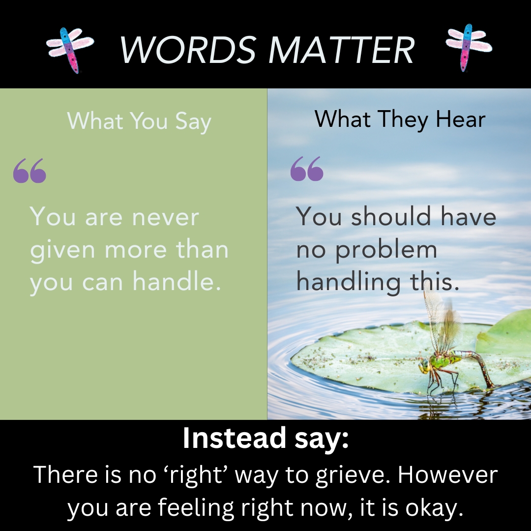 friendsofaine's tweet image. Words matter. When someone is grieving, we may not know what to say but choosing our words with care can offer comfort, validation, and support when it’s needed most. 
#UnderstandGriefNH #helpusgrieve #griefsupport