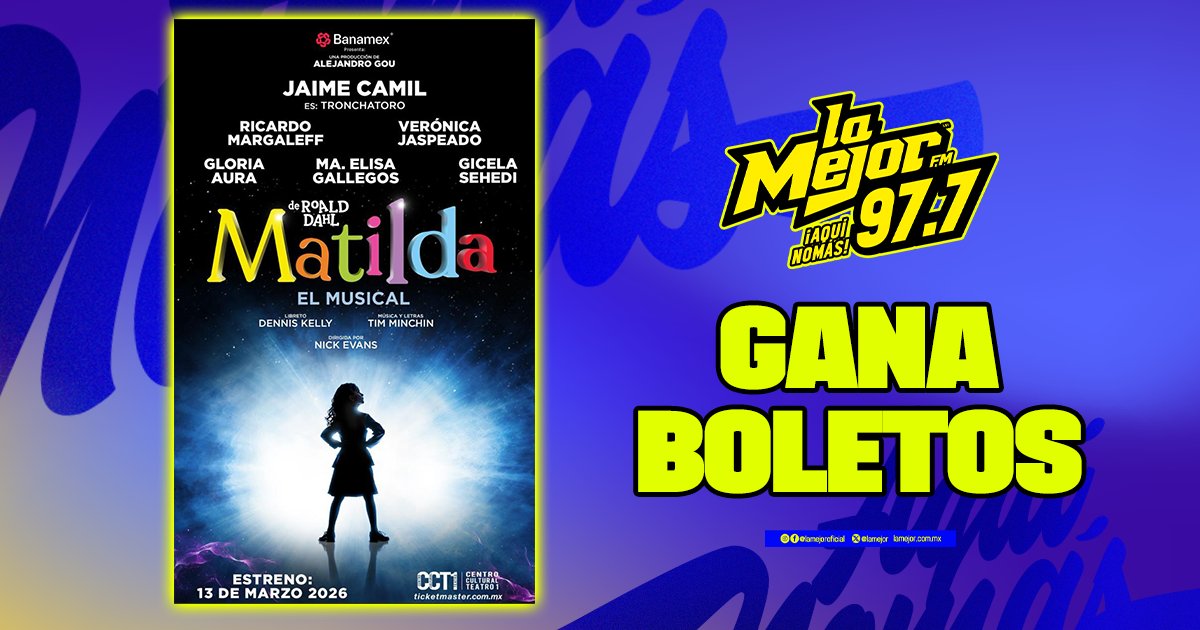 LaMejor's tweet image. 🎭✨ ¡GANA BOLETOS PARA MATILDA! ✨🎭
La increíble obra de teatro basada en la película que marcó generaciones llega al escenario y tú puedes vivirla en vivo 📚💫
Ríe, emociónate y disfruta de esta historia llena de magia, talento y diversión para toda la familia.

🎟️ ¿Cómo