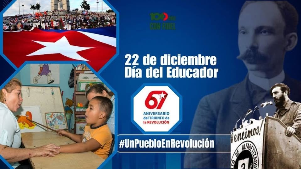 En este 22 de diciembre,al celebrar el 64 Aniversario de la proclamación de #Cuba como Territorio Libre de Analfabetismo,extendemos nuestro más profundo reconocimiento a todos los maestros y educadores.
¡Felicitaciones en su día! #CubaEduca #TransporteCuba <a href="/MitransCuba/">Ministerio del Transporte de Cuba</a> <a href="/GemarOsde/">GEMAR</a>