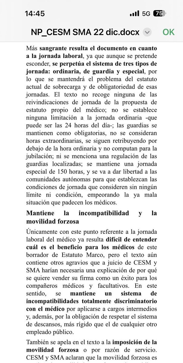 mariajocesm's tweet image. ❌llega el PEOR BORRADOR del EM.

Los médicos volvemos a tener:
👉 2 jornadas obligatorias (ordinaria + guardias: +500/800h/año)
👉 y además +150h “voluntarias”.

Retroceso histórico.
Lo que era malo… empeora.