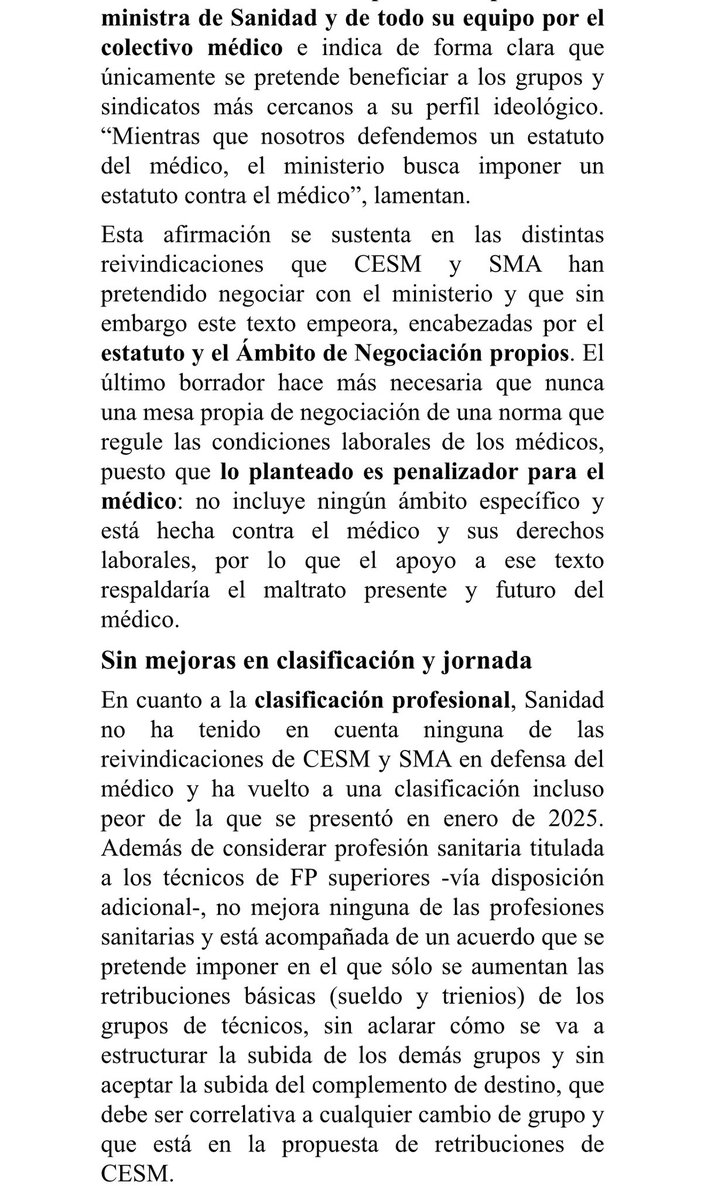 mariajocesm's tweet image. ❌llega el PEOR BORRADOR del EM.

Los médicos volvemos a tener:
👉 2 jornadas obligatorias (ordinaria + guardias: +500/800h/año)
👉 y además +150h “voluntarias”.

Retroceso histórico.
Lo que era malo… empeora.