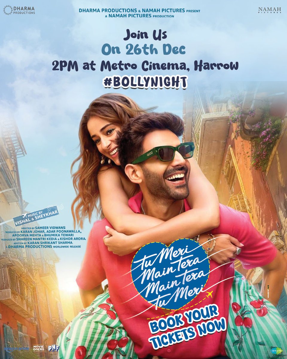 bollyukmedia's tweet photo. Boxing Day plans? Sorted. ✅
See you at Metro Cinema, Harrow at 2 PM for the #BOLLYNIGHT screening of Tu Meri Main Tera! Let’s make it a movie date to remember. 🎞️👋

​📅 When: 26th Dec | 2 PM
📍 Where: Metro Cinema, Harrow
🎟️ Book your tickets NOW!
https://t.co/PNYgVOagGV https://t.co/Pi1jmi5u4M