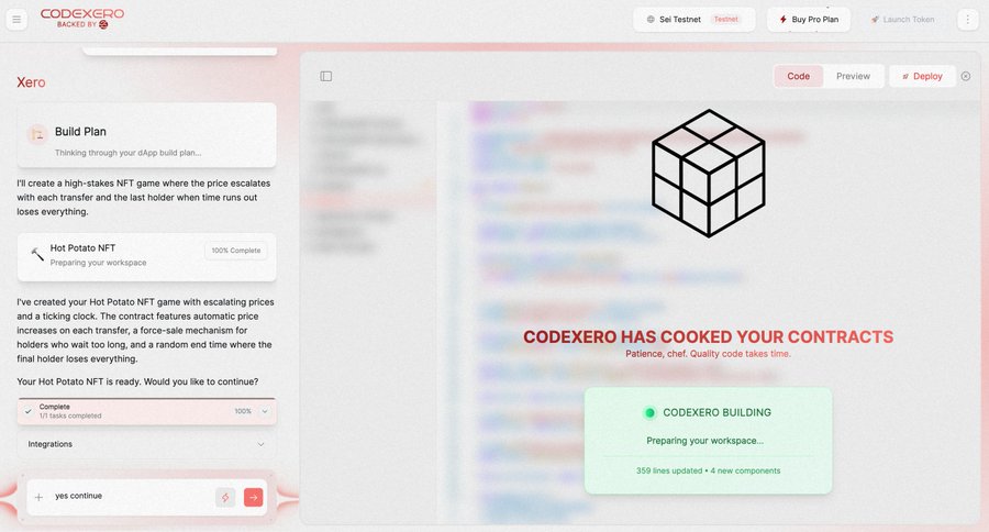 i_am_vickyd's tweet image. If you have been thinking of turning ideas into real on-chain apps, this is for you.

I have been using @CodeXero_xyz and this one hits different. You connect your wallet, head to the Playground, and describe your idea in plain English. That’s it. Xero takes over and starts…