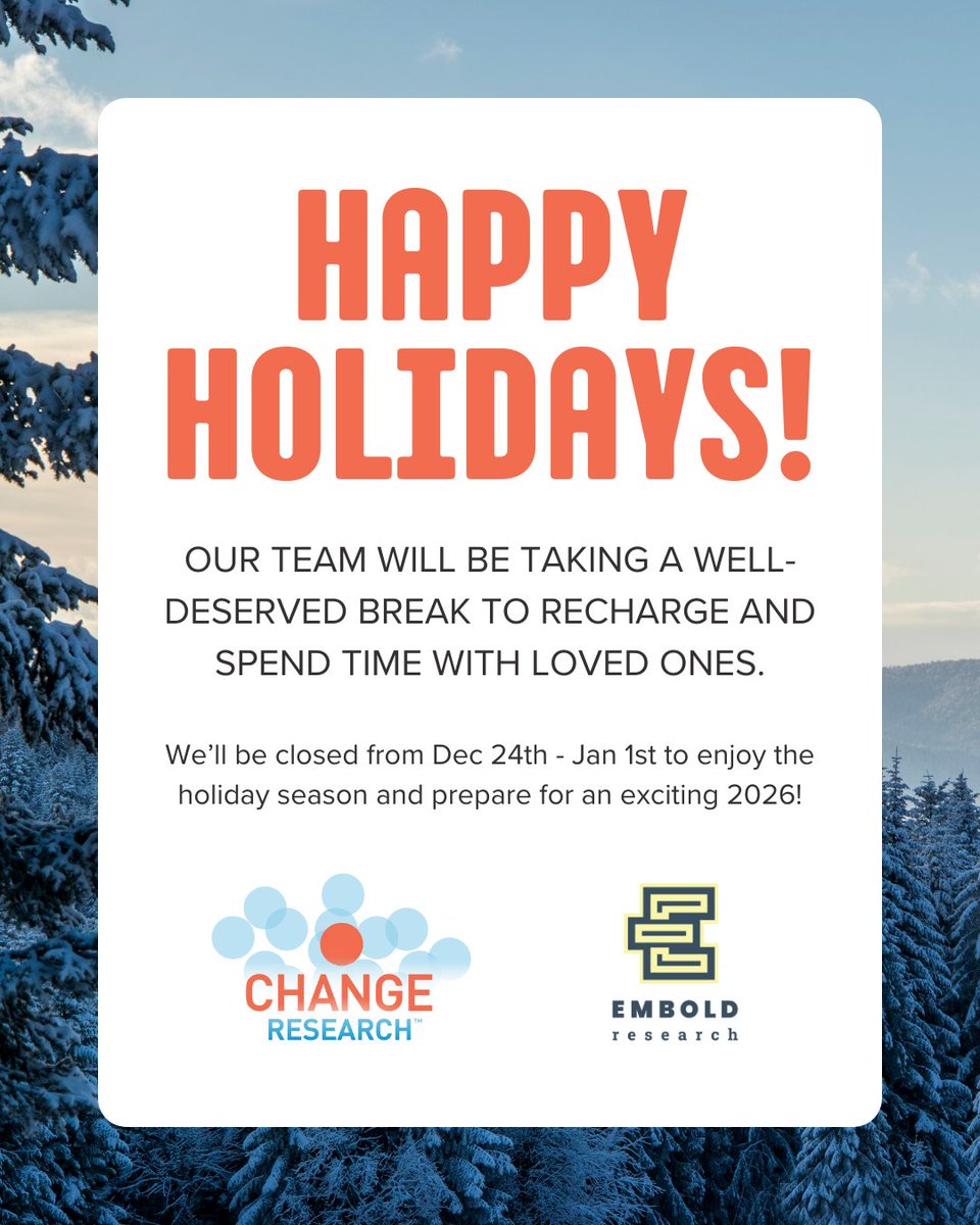 EmboldResearch's tweet photo. HAPPY HOLIDAYS🎄

Our team will be offline Dec 24-Jan 1 to recharge and get ready for 2026.

Thank you to our clients and partners for an incredible year. https://t.co/ccB56DVH8f