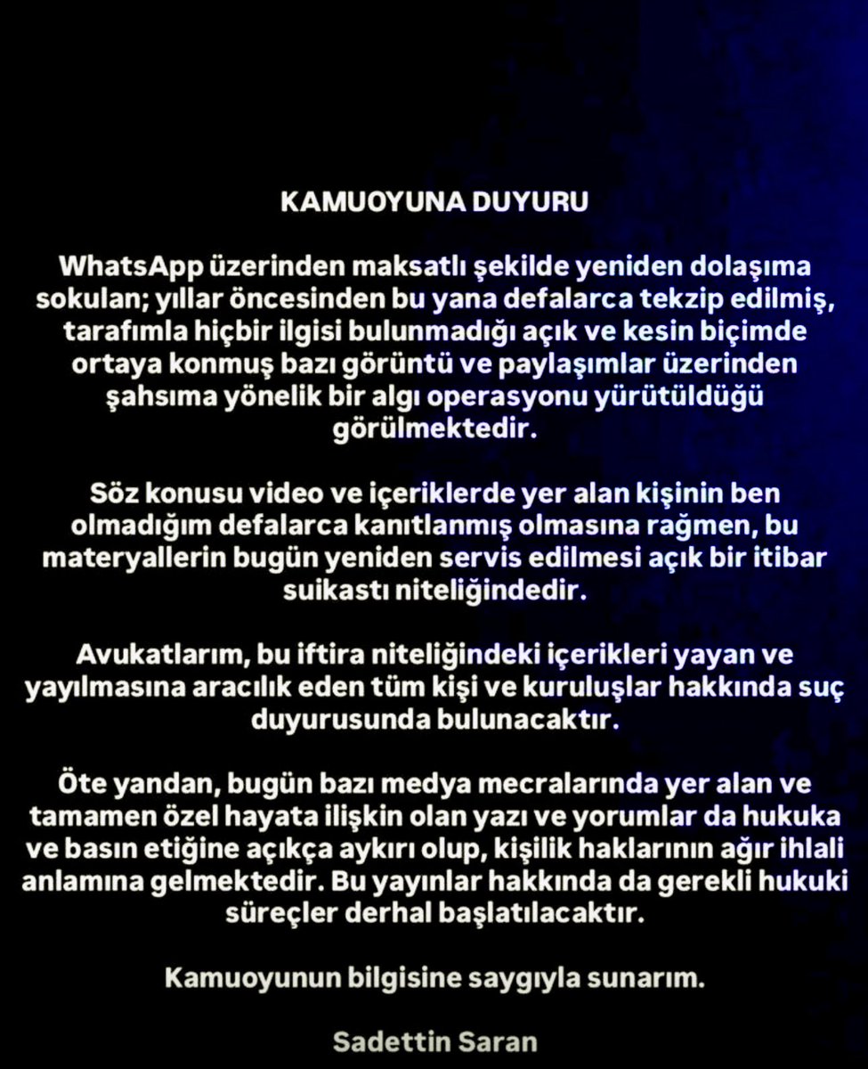 Kamuoyunun bilgisine.
👇