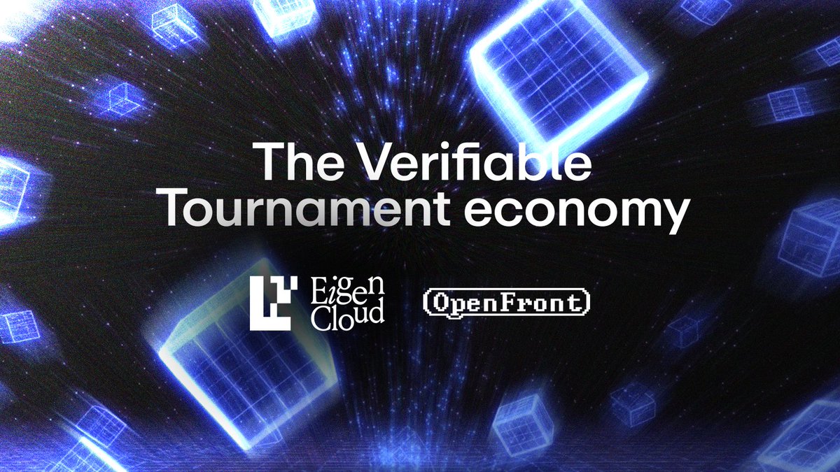 eigencloud's tweet image. Fully Verifiable Tournament | OpenFront x EigenCloud

Thrilled to share we ran the first real-money, verifiable tournament on OpenFront (800k+ MAU), powered by EigenCompute on EigenCloud.

Players competed in normal game setup, outcomes were verifiable, and USDC payouts triggered…