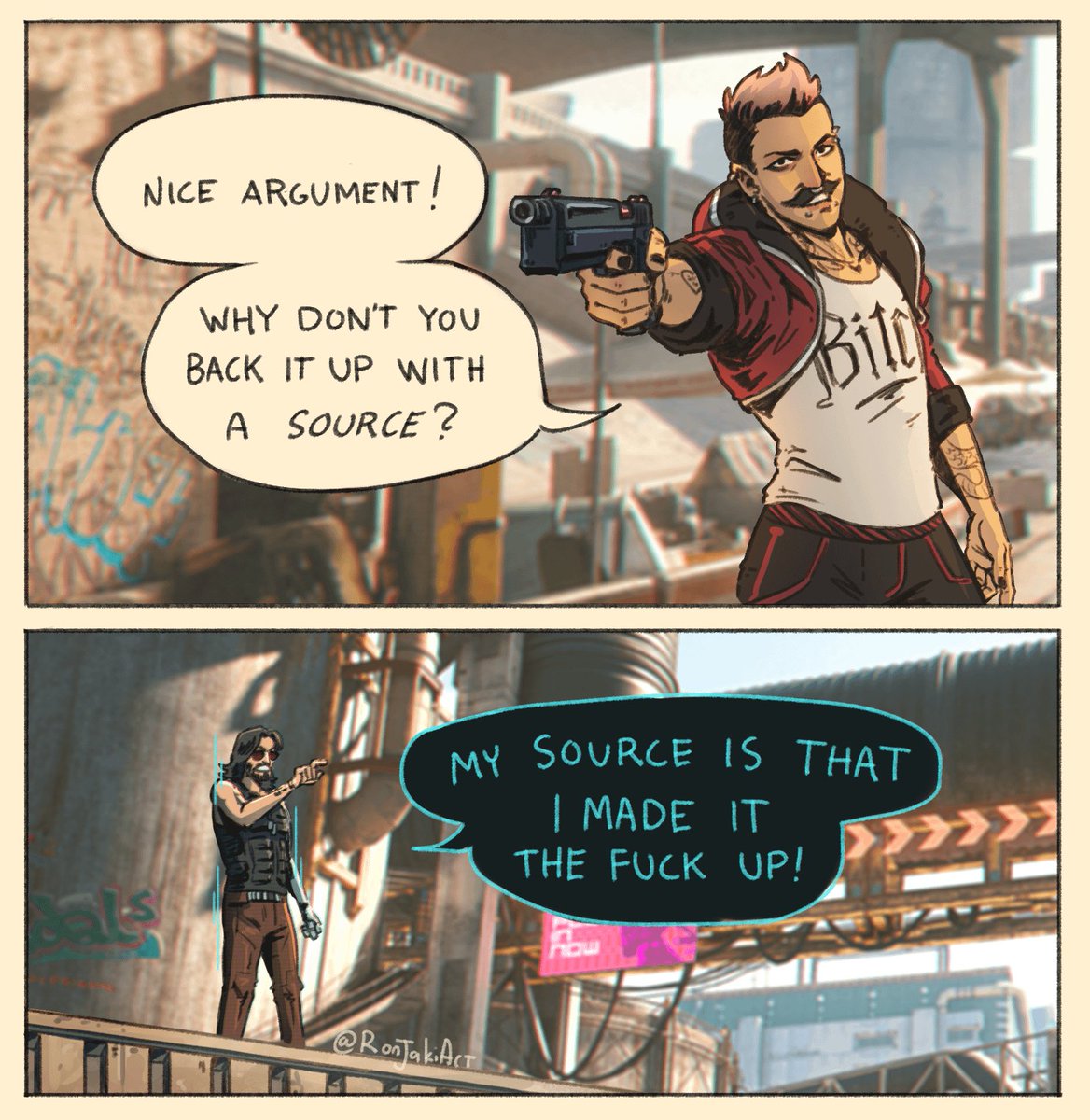 RaveSpecter's tweet image. Me when making a theory for my upcoming Cyberpunk 2077 video. (I have evidence at least hehe)