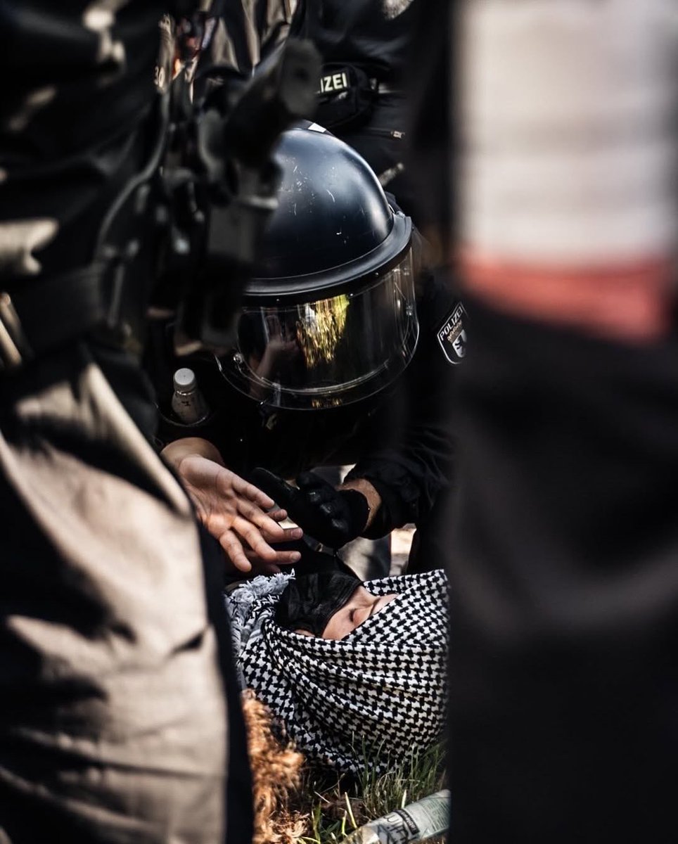 EyeonPalestine's tweet photo. In Berlin, chants for Palestine are met with handcuffs… solidarity is a crime in their eyes. https://t.co/9rVCY32OsF