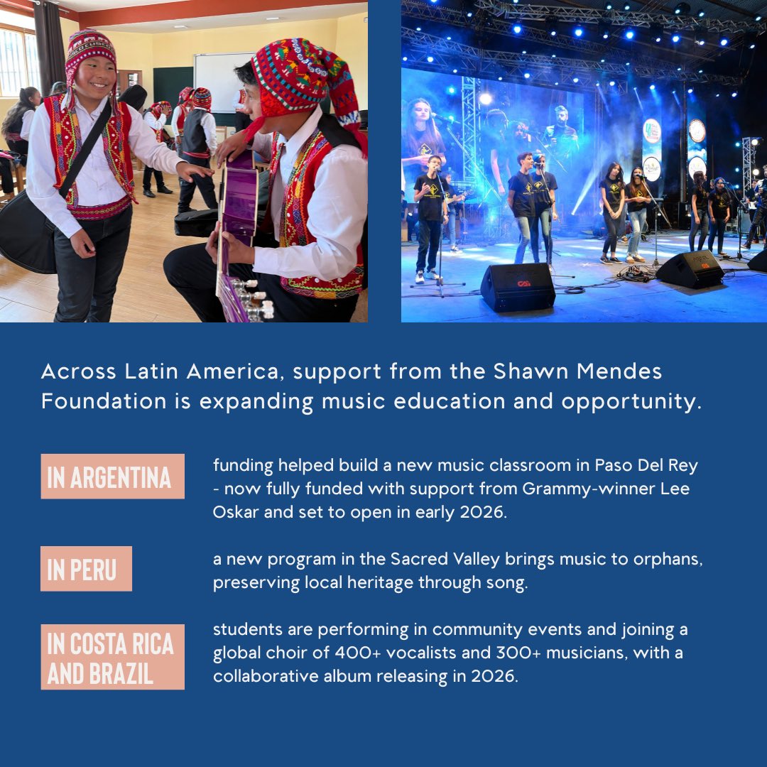 shawnfoundation's tweet photo. A year of music, community, and impact 🤍 Grateful for @PFCFoundation and the work we supported together in 2025 bringing music education to young people around the world. Click through to see the impact of the partnership, and how we can carry it forward. https://t.co/vj6pFFsMlB