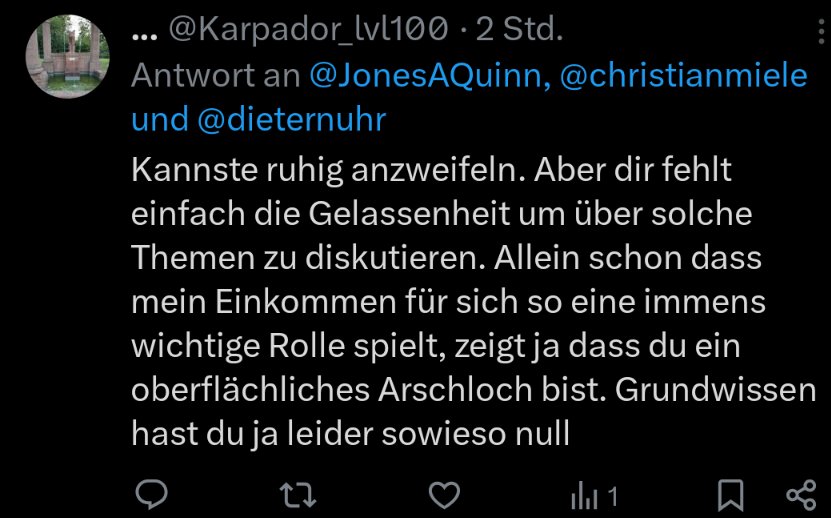 Wie <a href="/Karpador_lvl100/">...</a> Diskutiert, wird sofort beleidigend. Aber hey sonst können Linksextremisten eh nichts. Fresse aufreißen im Internet