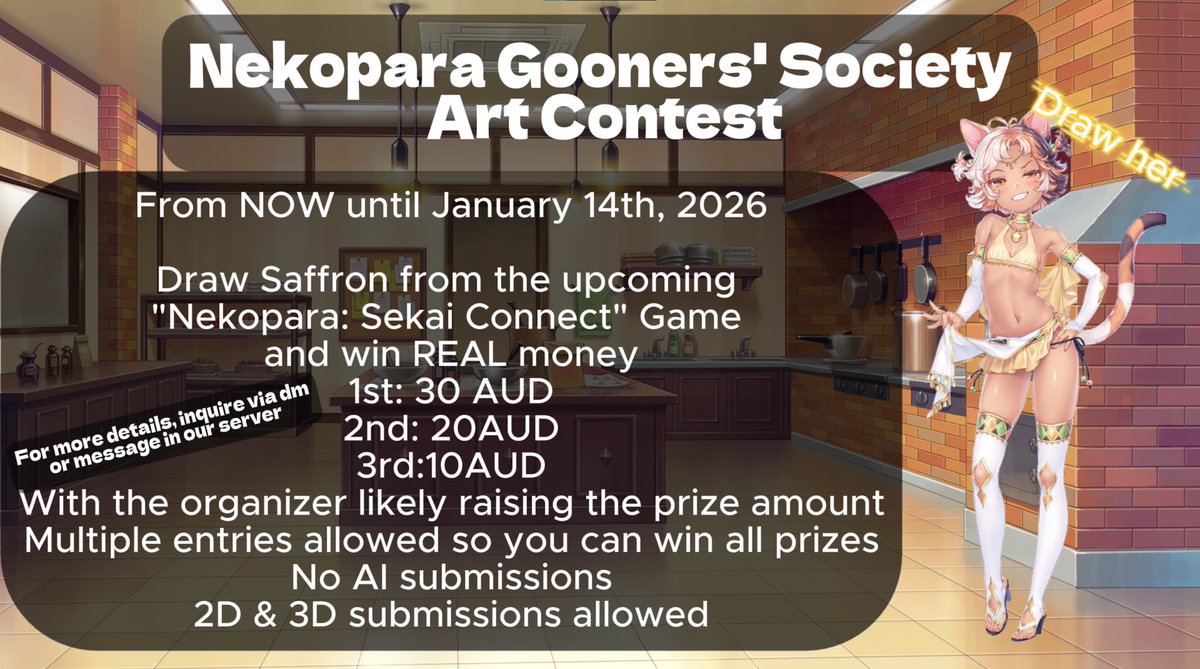 NekoparaFanCord's tweet image. Get in on this opportunity now. One of our members wants Saffron so bad they asked me to make a contest for drawings of her. Would love it if it convinced some of u to join our cause for #nekopara
