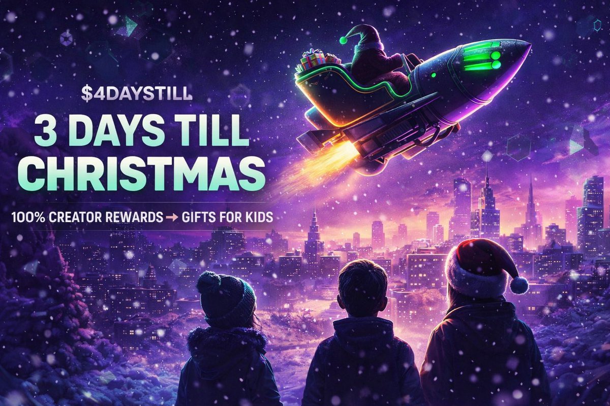 🎅🚀 $4DAYSTILL    

Three Days Till Christmas Magic on Solana

Ticker: $4DAYSTILL

3 days till Santa pulls up… and we’re turning degens into elves. 🎁❤️

This is a pure community-driven meme coin launching on Solana via pump.fun
•✅ 0 tokens held by the creator