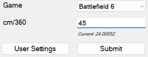 breaking my hiatus to post this project, autosens. automatically applies a chosen cm/360 to a game's config file. it has 5 games ready at the moment, with plans to add more as i get more data (i dont have a lot of games)