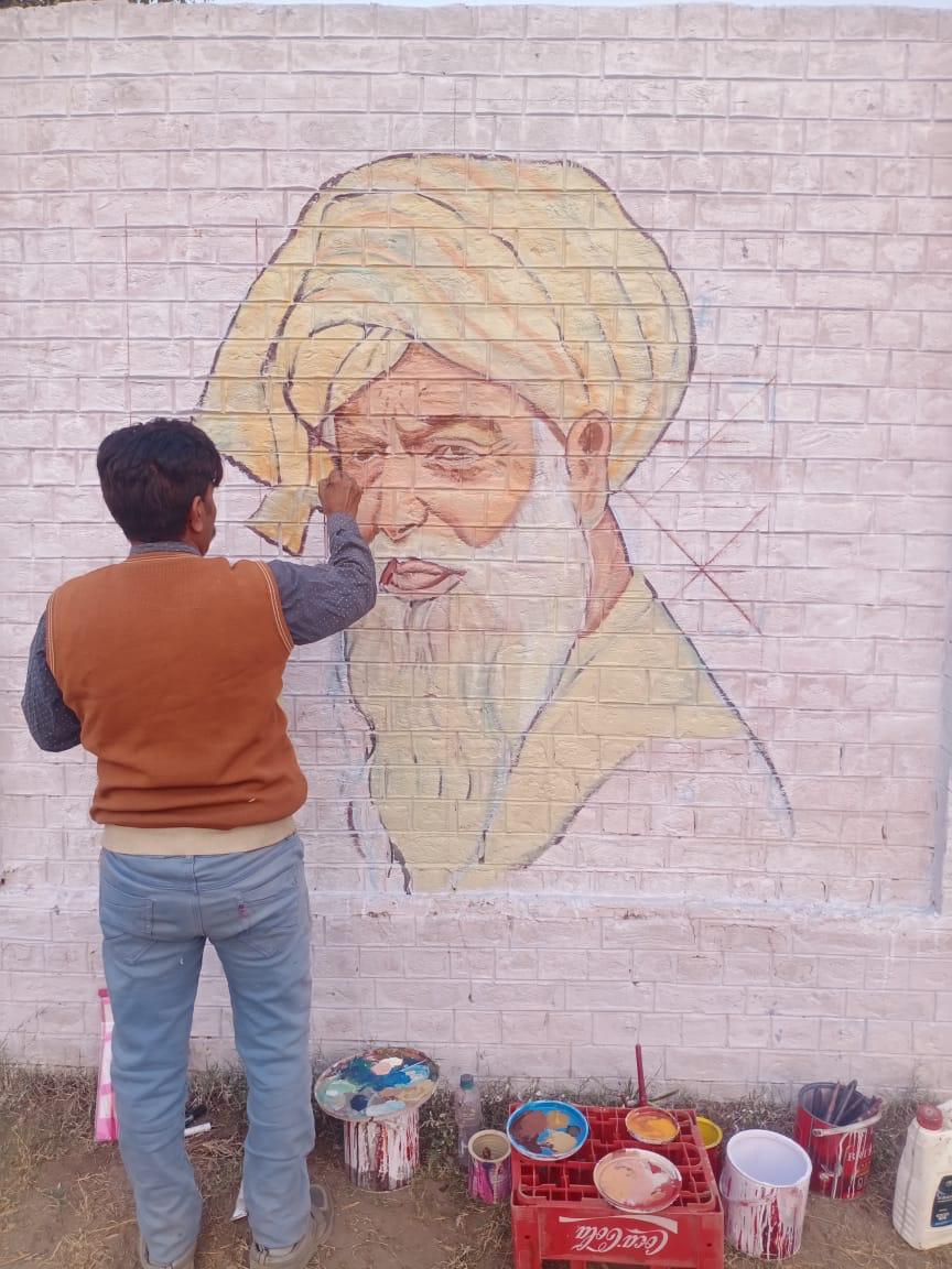 Phafsd's tweet photo. Painting of national personalities and heritage buildings at GOR-II https://t.co/V704glcN3E