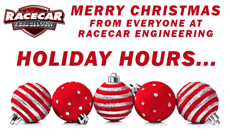 Racecar Engineering Holiday Hours - We will be closing at 1:00pm on Christmas Eve - Wed Dec-24th and will be closed on Christmas Day - Thurs Dec-25th. Normal hours Friday.  We wish everyone a safe and joyous 2025 Christmas Holiday.  #merrychristmas2025 #racecarchristmas