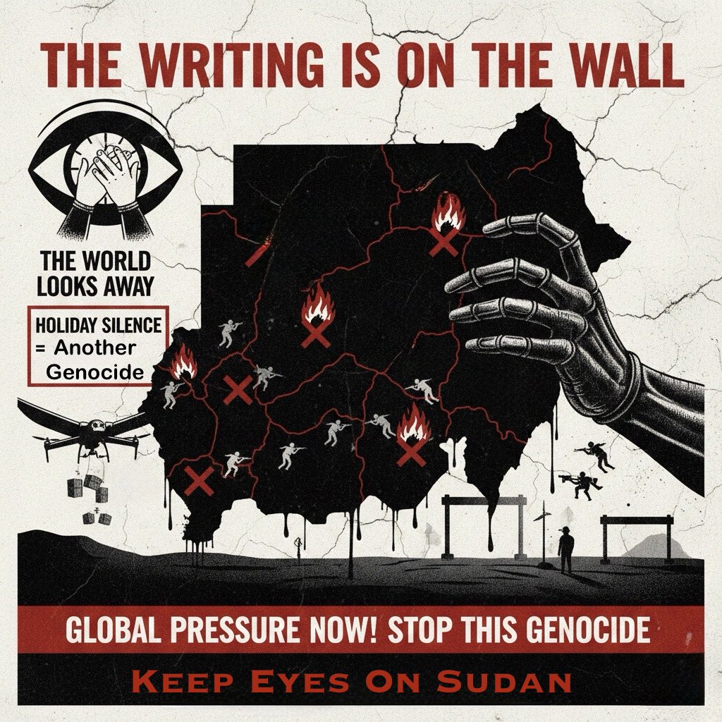 Amgad_Fareid's tweet photo. #KeepEyesOnSudan
The El Fasher pattern is repeating and so is the world’s silence and inaction. As year-end holidays distract global attention, #UAE & #RSF are preparing a coordinated escalation. Major mobilizations are underway in Ed Damazin, Kadugli, and El Obeid, fueled by Emirati weapons entering via the Ethiopian border. RSF and Ta’asis forces are already massing in Yabus, pointing toward Ed Damazin. This is a clear warning of imminent, coordinated genocide(s). The writing is on the wall. No one will be able to say they did not know. Immediate international pressure on UAE and RSF is crucial to prevent another genocide witnessed in hindsight.