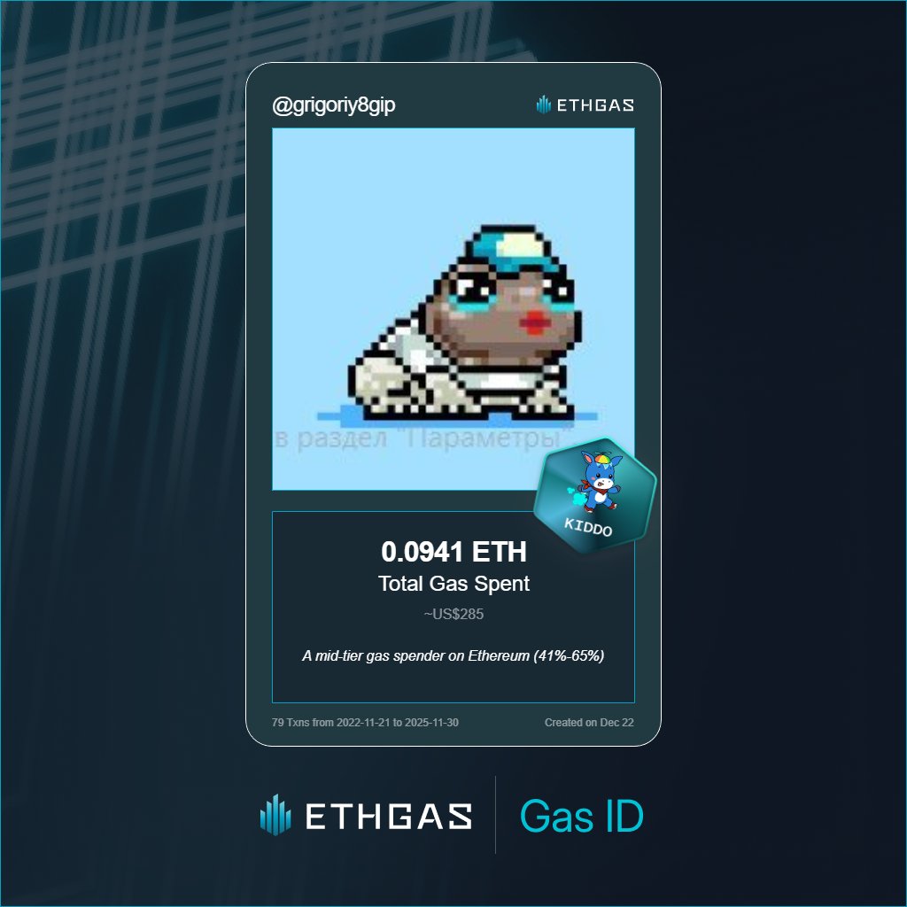 grigoriy8gip's tweet photo. Discovered my Gas ID via ETHGas - turning my gas spend into rewards 🫘

As a Kiddo Jack, I've spent 0.0941 ETH on gas but earned 25 Beans back.

Get your Gas ID and Beans here: https://t.co/to33dRpb60 https://t.co/LWt7w4Ct2e