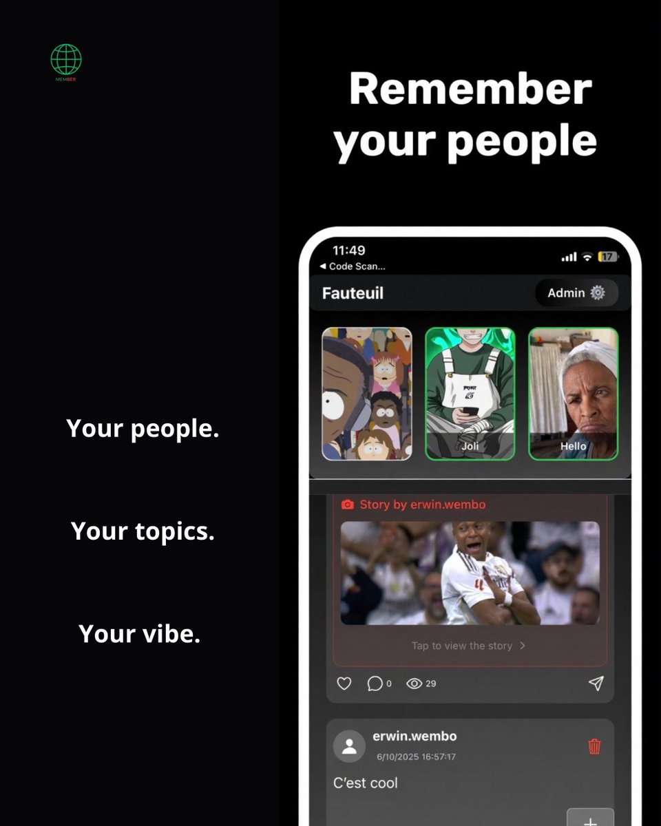memberapp_'s tweet photo. On member, everything happens in Rooms. 
Your people. Your topics. Your vibe. 

This is day one. Let’s build something different together. ⚡️

#member #memberapp #newsocialmedia https://t.co/SLu4GDNZa7