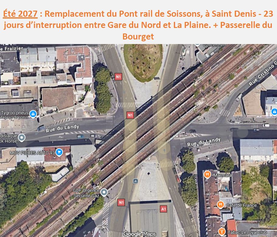 L'été 27 sera difficile sur le RER B Nord : le remplacement du pont de Soissons à St-Denis va nécessiter 23 jours de coupure des 4 voies. Problème : la ligne 16 du GPE, qui devait permettre des itinéraires alternatifs, ne sera pas ouverte avant fin 27. Un plan B est à l'étude