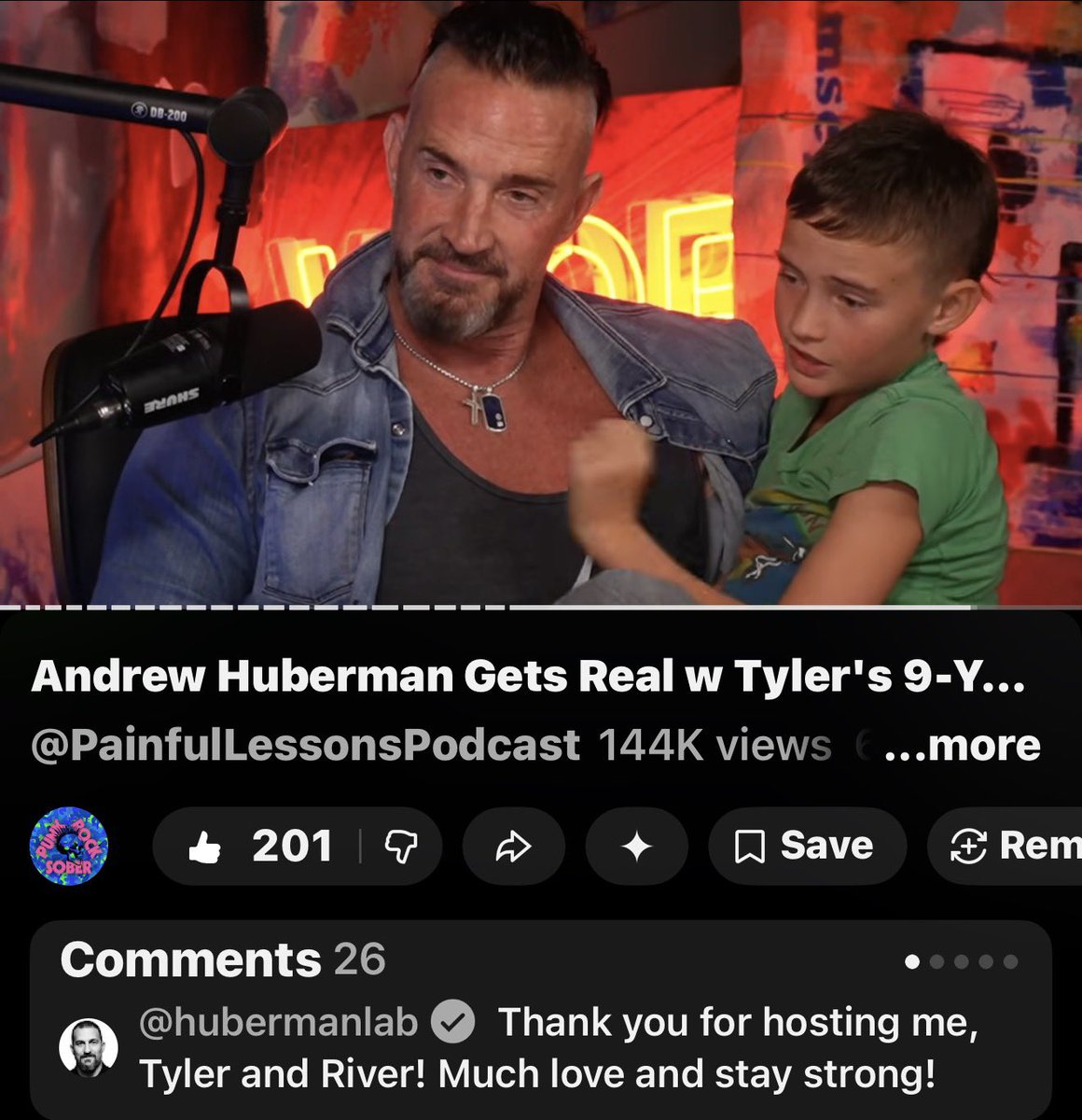 LessonsPainful's tweet image. Andrew Huberman Gets Real w Tyler's 9-Year-Old Son. | Punk Rock Sober Po... youtu.be/zjWV6oU1D2M?si… via @YouTube