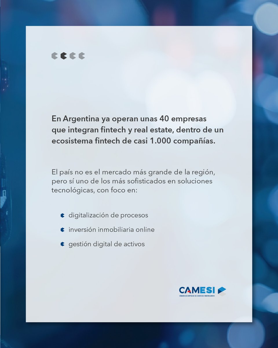 CAMESI_OFICIAL's tweet image. 🚀 El futuro del #proptech ya está en marcha

En Argentina, unas 40 empresas integran #fintech y real estate dentro de un ecosistema de casi 1.000 compañías, impulsando soluciones digitales para el sector inmobiliario.

Leé la nota completa acá: camesi.com.ar/sin-categoria/…