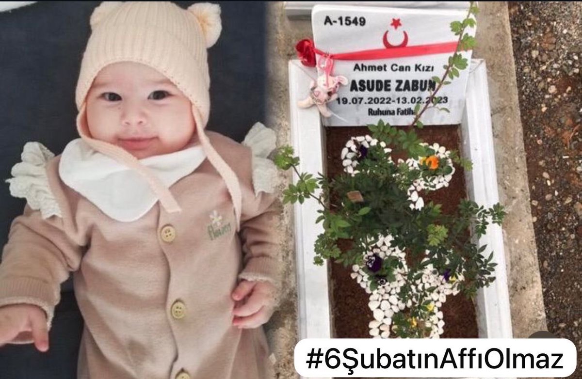 Bizim pamuk elli bebeklerimizi çaldılar bizden , siyah poşetlerle mezarlara koyduk bak bakalım yakışıyor mu hiç ASUDE oraya ! Asude dünyayı hiç tadamamışken Asude’nin katilleri keyfine bakamaz !!! #6ŞubatınAffıOlmaz 27. Maddeye HAYIR