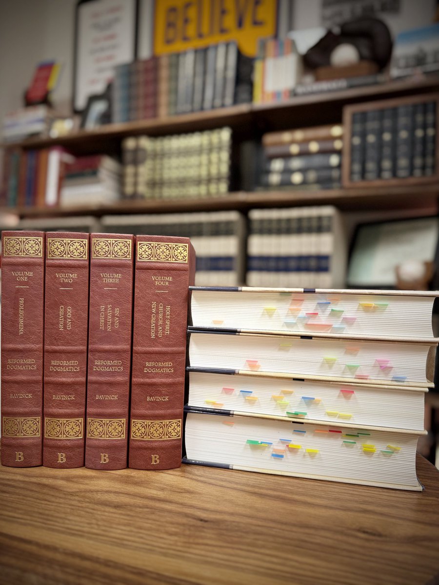 DLPatterson's tweet image. Finished a yearlong journey through Bavinck today. 11 pages a day and 5 days a week gets you through all four volumes in a year.