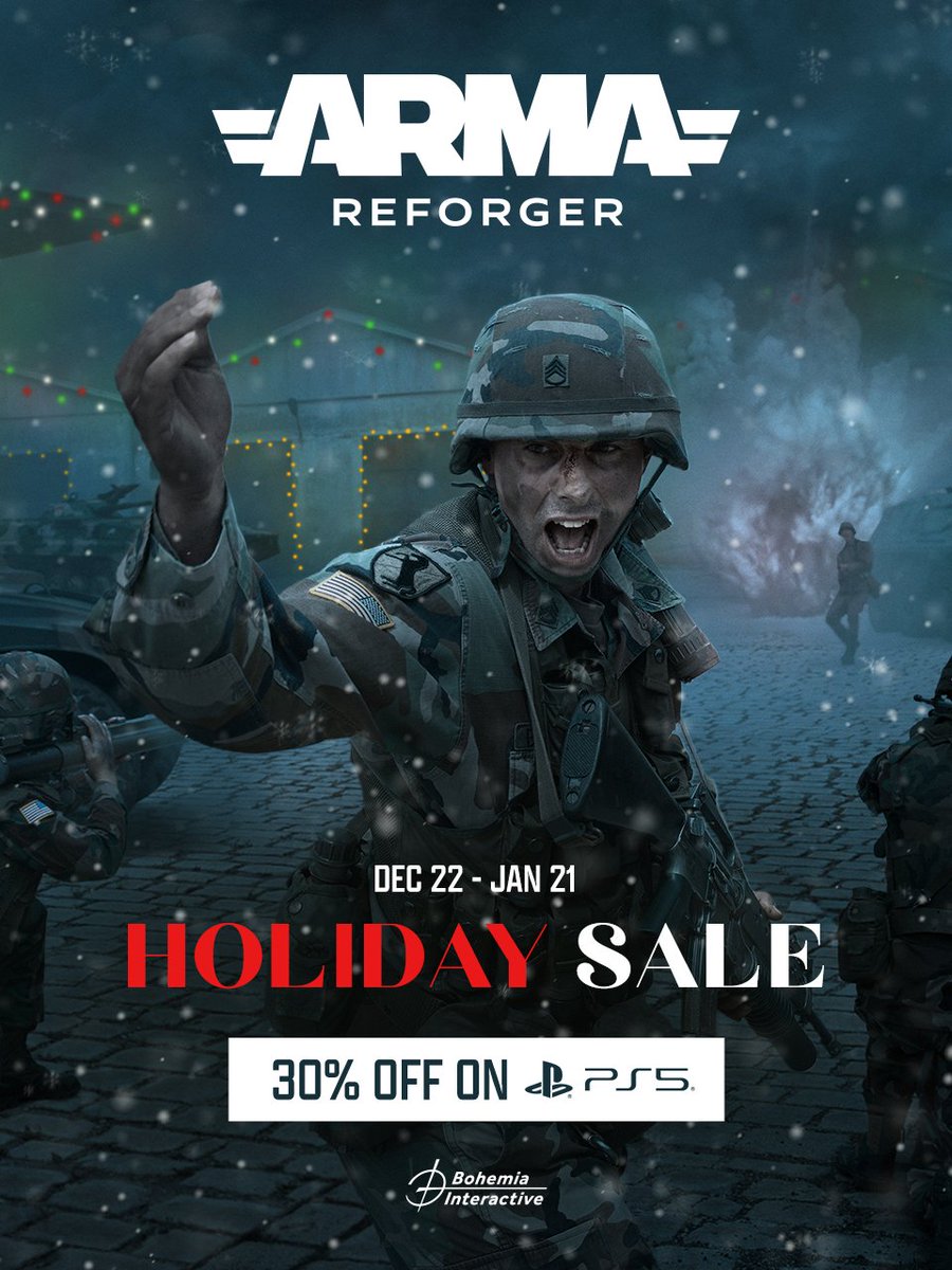 The <a href="/PlayStation/">PlayStation</a> Holiday Sale is LIVE!

Save 30% on #ArmaReforger on PlayStation 5!

The sale ends January 21st.
