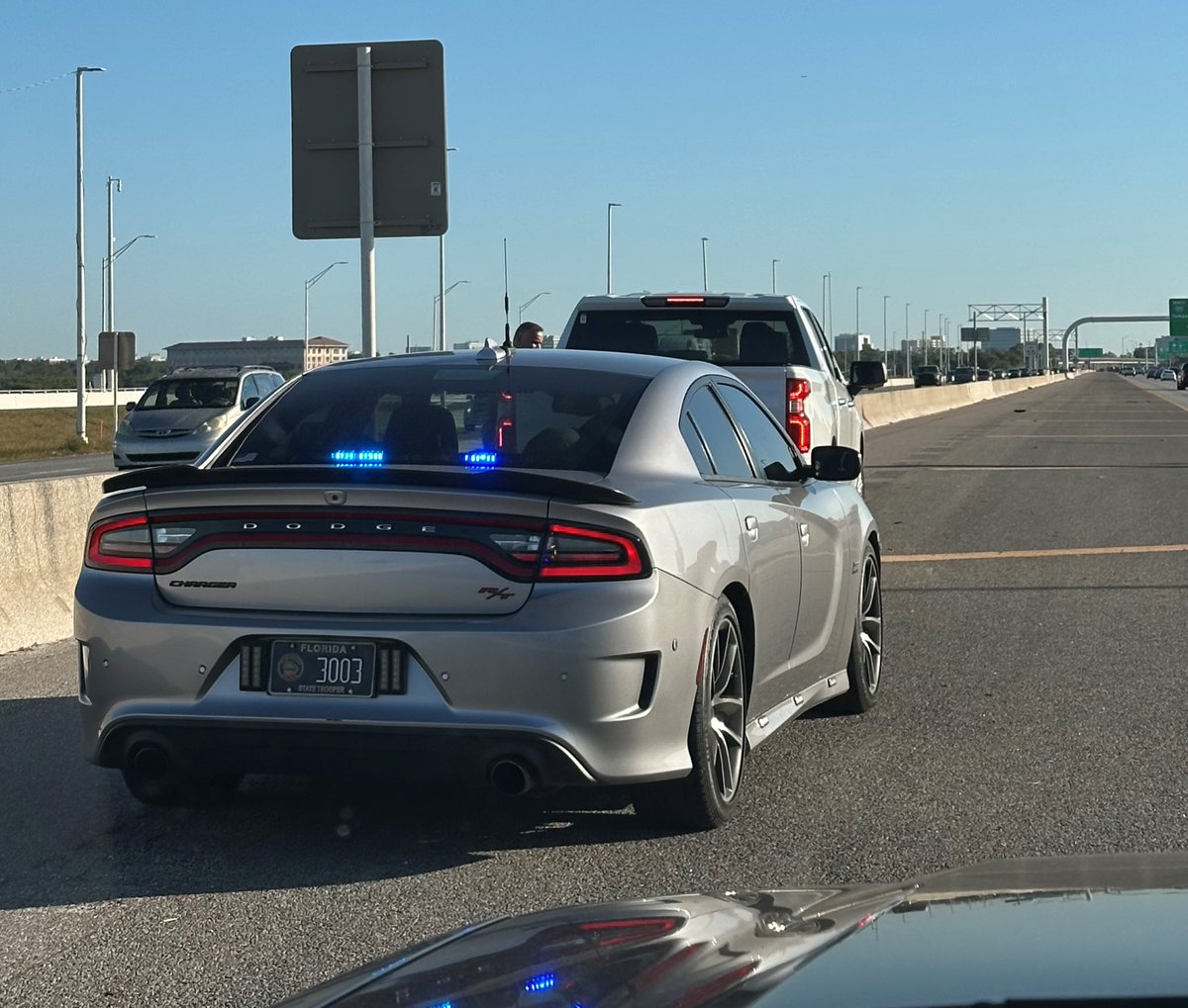 FHPTampa's tweet photo. Reminder #TampaBay #Florida that the speed limit on the Howard Frankland Bridge is now 55 MPH and #FHP #StateTroopers are on-site to help everyone #ArriveAliveFL https://t.co/mzvFQH9n2q