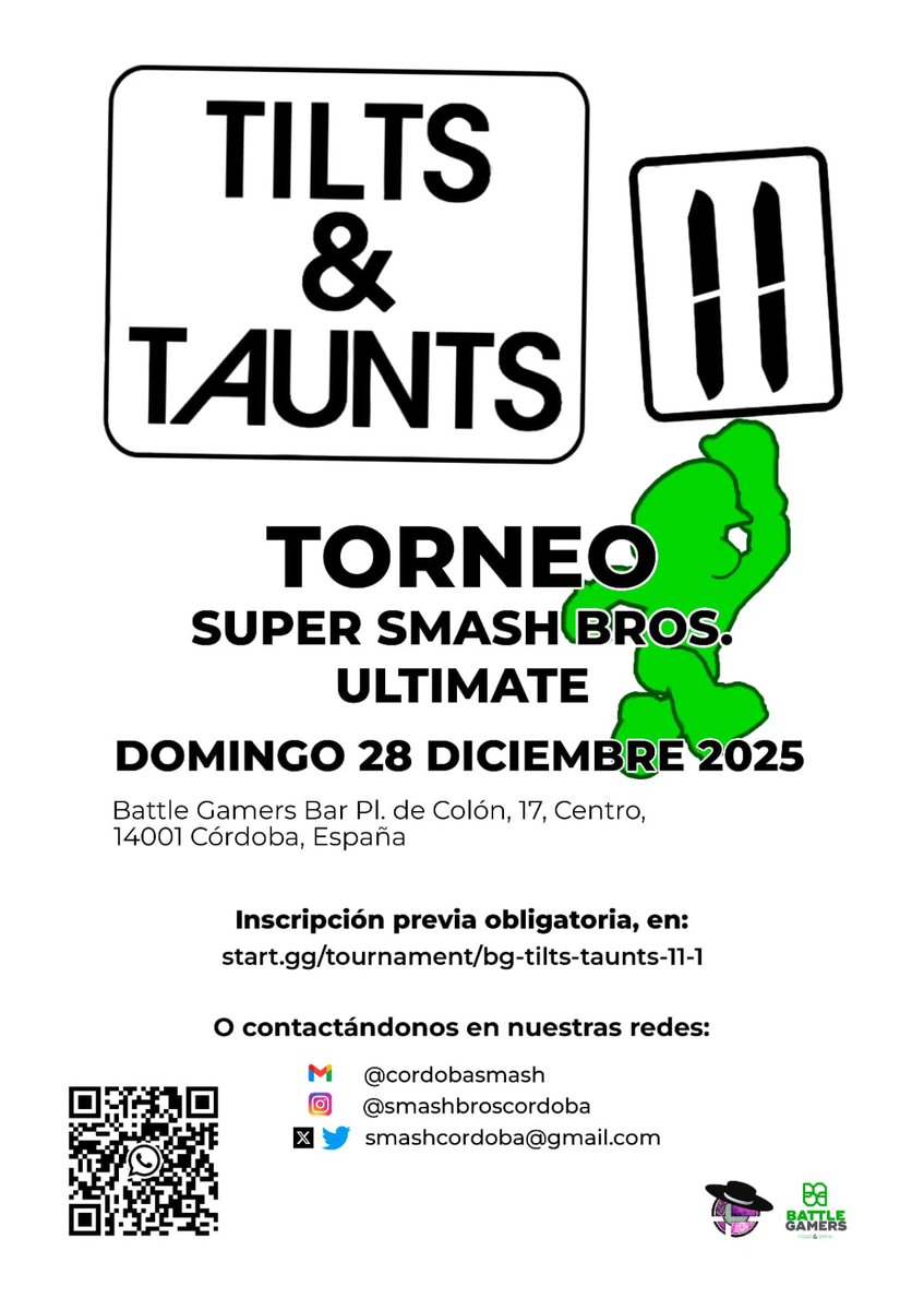 🎄🎮 Cerramos el año a base de Smash 🎮🎄

Este 28 de diciembre, únete al torneo de Smash Bros Ultimate en Battle Gamers 🔥

📍Plaza de Colón 17 📍

Más información
start.gg/tournament/bg-…