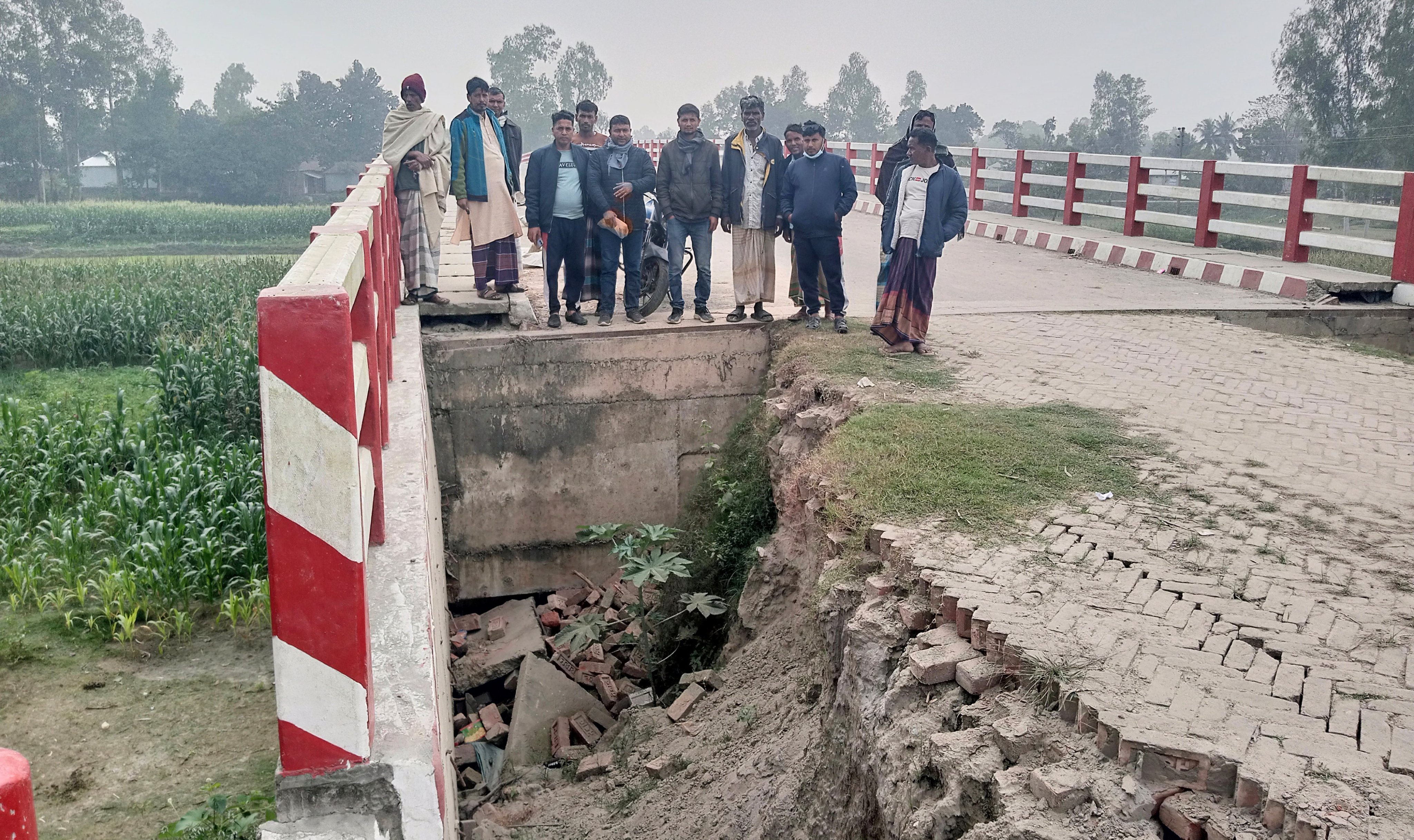 সরিষাবাড়ীতে ব্রীজ নির্মাণের ৬ মাসের মাথায় দুইপাশের সংযোগ সড়কে ধস
