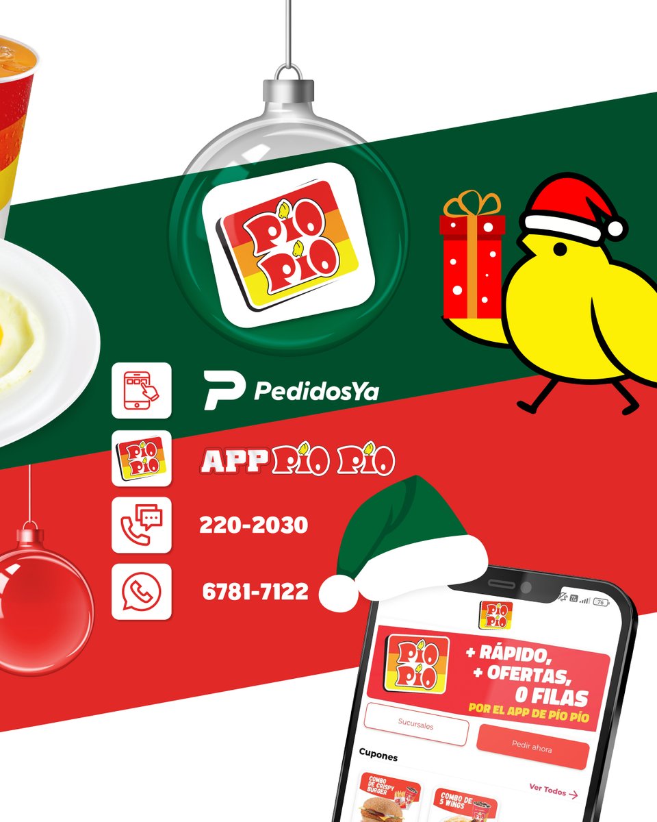 ¡En Pío Pío vivimos el espíritu navideño! 🎄✨​
Disfruta nuestros Combos Navideños: el de desayuno y el de todo el día.​

📞 Llámanos al 220-2030​
📲 WhatsApp 6781-7122​
🌐 piopiolomio.com​
📱 Descarga nuestro App​

#PioPio #SaborPanameño #NavidadEnPanamá #PíoPíoLoMío