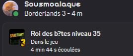Sympa les messages d’activités sur Discord de Borderland 3