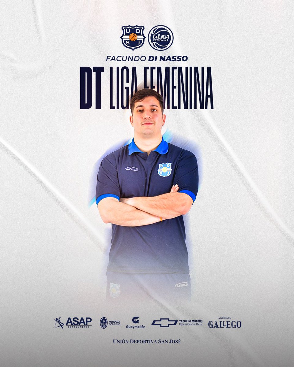 LIGA NACIONAL FEMENINA. <a href="/UDSJ1939/">Club Unión Deportiva San José</a> informa que Facundo Di Nasso asumirá el cargo de Director Técnico principal del equipo de Liga Femenina, dando inicio a una nueva etapa dentro de nuestro proyecto deportivo. Lo hará conformando una dupla de trabajo junto a Enzo Calderón