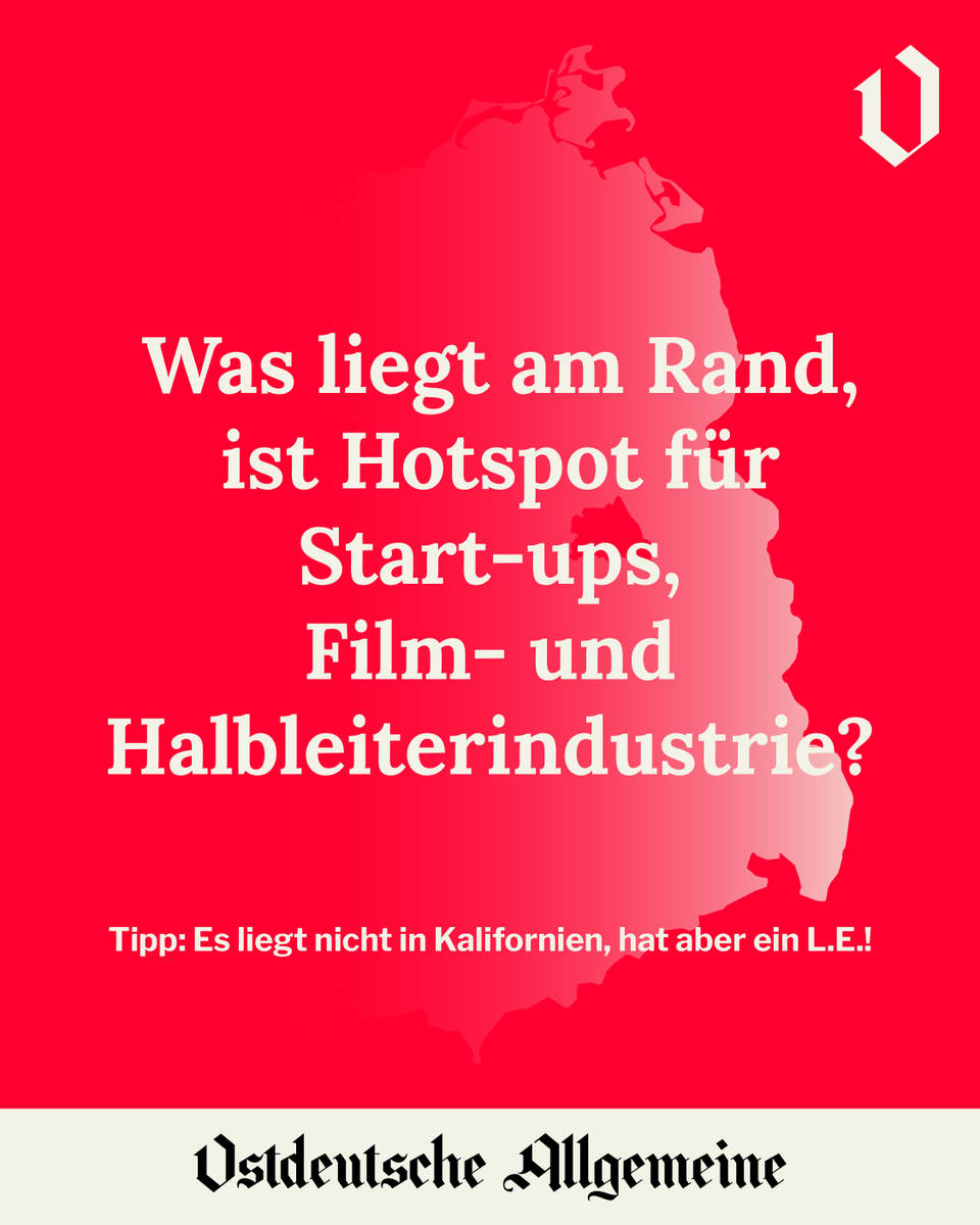 Noch ein Rätsel für den zweiten Feiertag.
Die ersten zehn richtigen Antworten gewinnen ein Abo der Ostdeutschen Allgemeinen Zeitung.