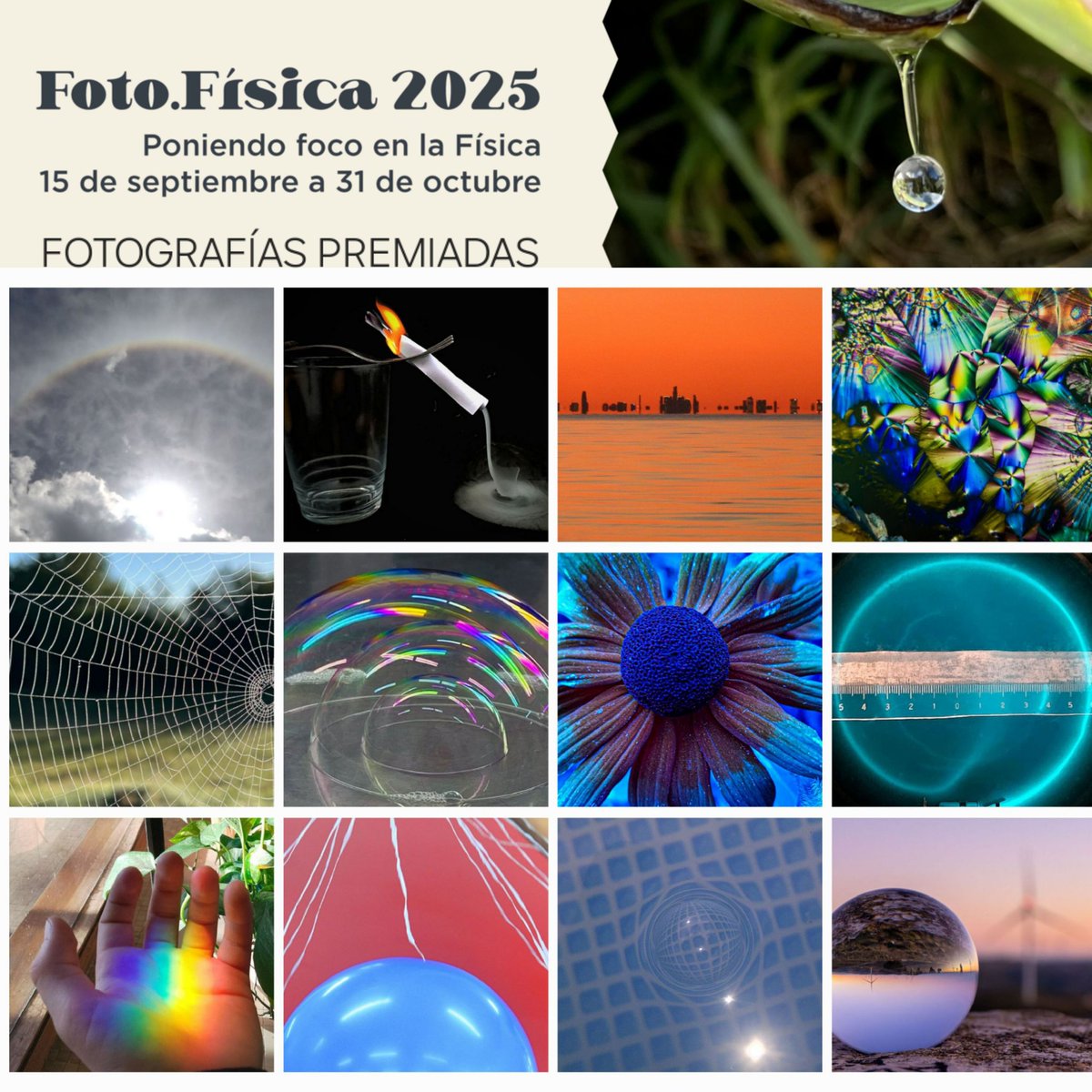 Resultados del Concurso Foto.Física 2025

que este año se expandió regionalmente para incluir a Uruguay, Paraguay y Argentina.

Se recibieron 387 fotografías en 4 categorías, de entre las cuales el jurado otorgó 12 premios.

Más información:
fotofisicaeduuy.blogspot.com/2025/12/acta-d…