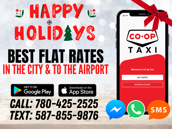 🎄❄️ Happy Holidays, Edmonton!
Wherever you’re going this winter — book with Co-op Taxi 🚖
Call • Text • WhatsApp • App • Web
We’re ready when you are!

#HappyHolidays #CoopTaxi #YEGWinter #HolidayTravel