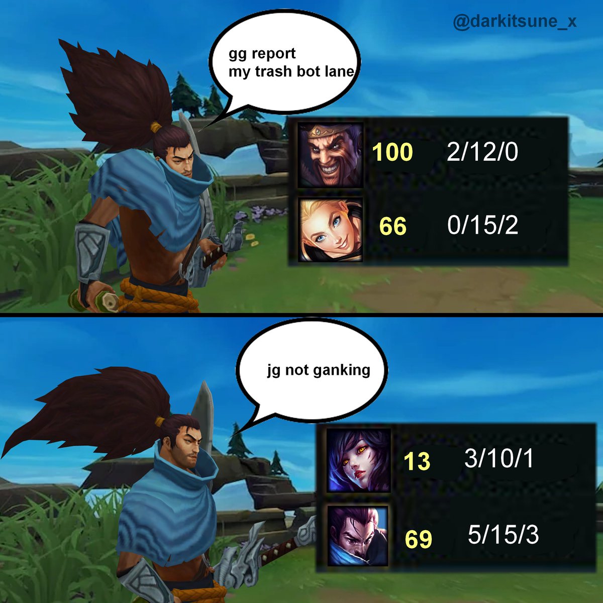 The duality of Yasuo with his bot lane and Ahri #yasuahri #yasuo #lux  #draven #ahri #leagueoflegends, image size:1200x1200