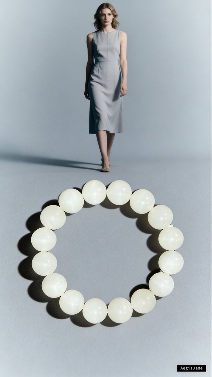 Aegisjade999's tweet image. This is stunning 😜! The white Hetian jade bracelet looks like precious jade — so smooth and delicate. Wears with gentle elegance. 
#GoodFinds #FavoritesOfTheYear #WhiteHetianTreasure #SoftElegance
