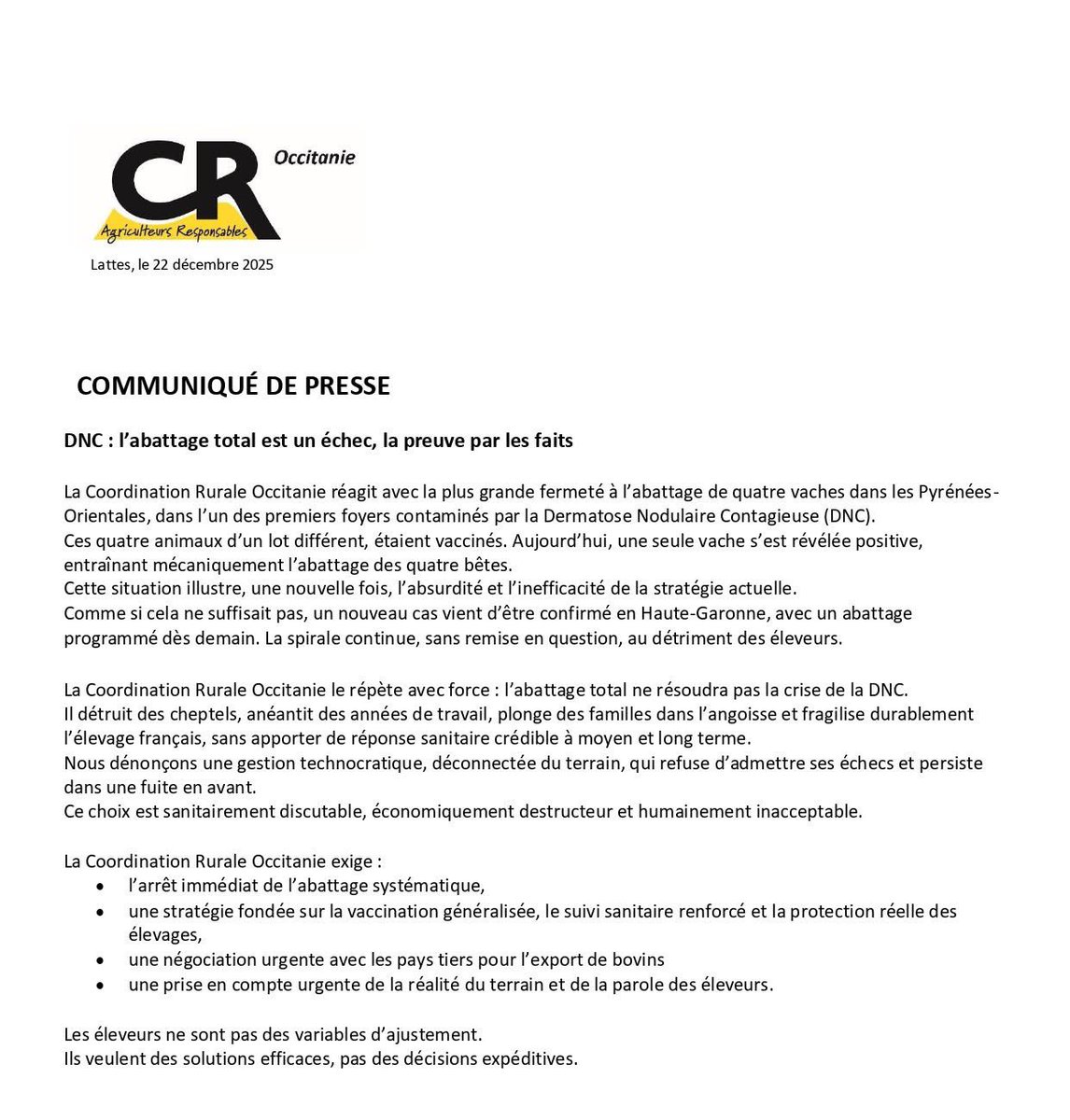 ResistPaysans's tweet image. 🚨 DANS LE 66, LA VACHE POSITIVE À LA DNC ÉTAIT VACCINÉE !

Jusqu’au iront-ils dans l’absurdité ? Comme pour l’élevage abattu dans le Doubs, celui qui vient d’en faire les frais dans les Pyrénées-Orientales était vacciné contre la dermatose nodulaire.