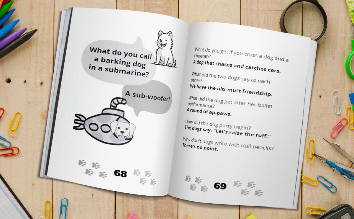 MrTimZak's tweet image. My FREE E-BOOK!!! Download my #dogs #puppies #kidsbook #ebook 300 Super Pawsome Dog Jokes for Kids #childrensbooks on #Amazon for FREE #BookGiveaway #BookMarketing #KindleBargain #FreeKindleReads amazon.com/dp/B0CPYVV383