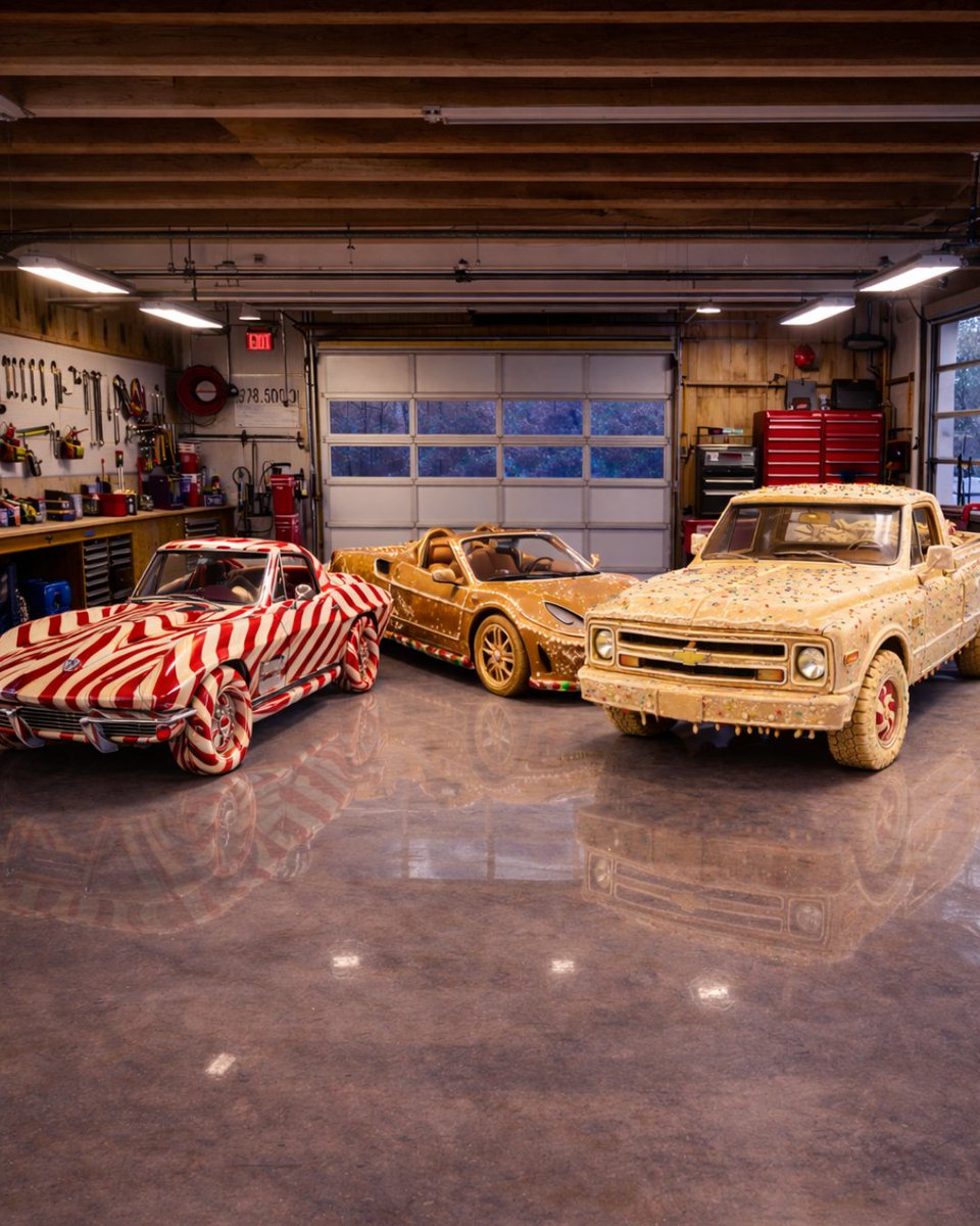 HemmingsNews's tweet image. An exclusive peek at Kris Kringle’s real stable—no reindeer, just sweet sweet collector cars.

#Hemmings #CollectorCar #CollectorCars #ClassicCarCulture #ClassicCar