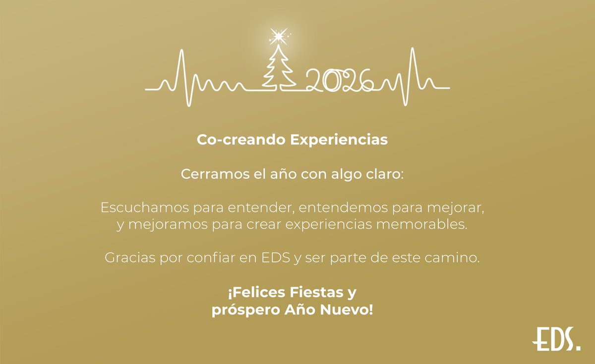 EDSConnection's tweet photo. En Enterprise Data Solutions - EDS cerramos el año con algo claro:
👉Escuchamos para entender, entendemos para mejorar y mejoramos para crear experiencias memorables.
¡#FelicesFiestas y un próspero Año Nuevo! 💫 https://t.co/h6SEgPZ6RP